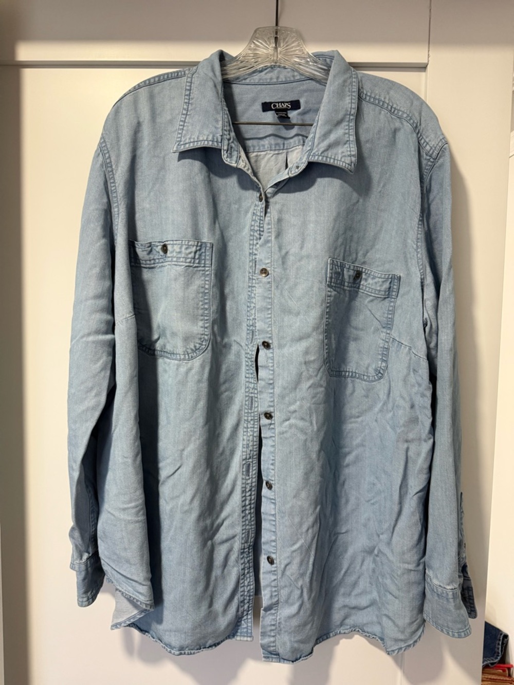 Chaps Light Blue Denim Shirt with Navy Label